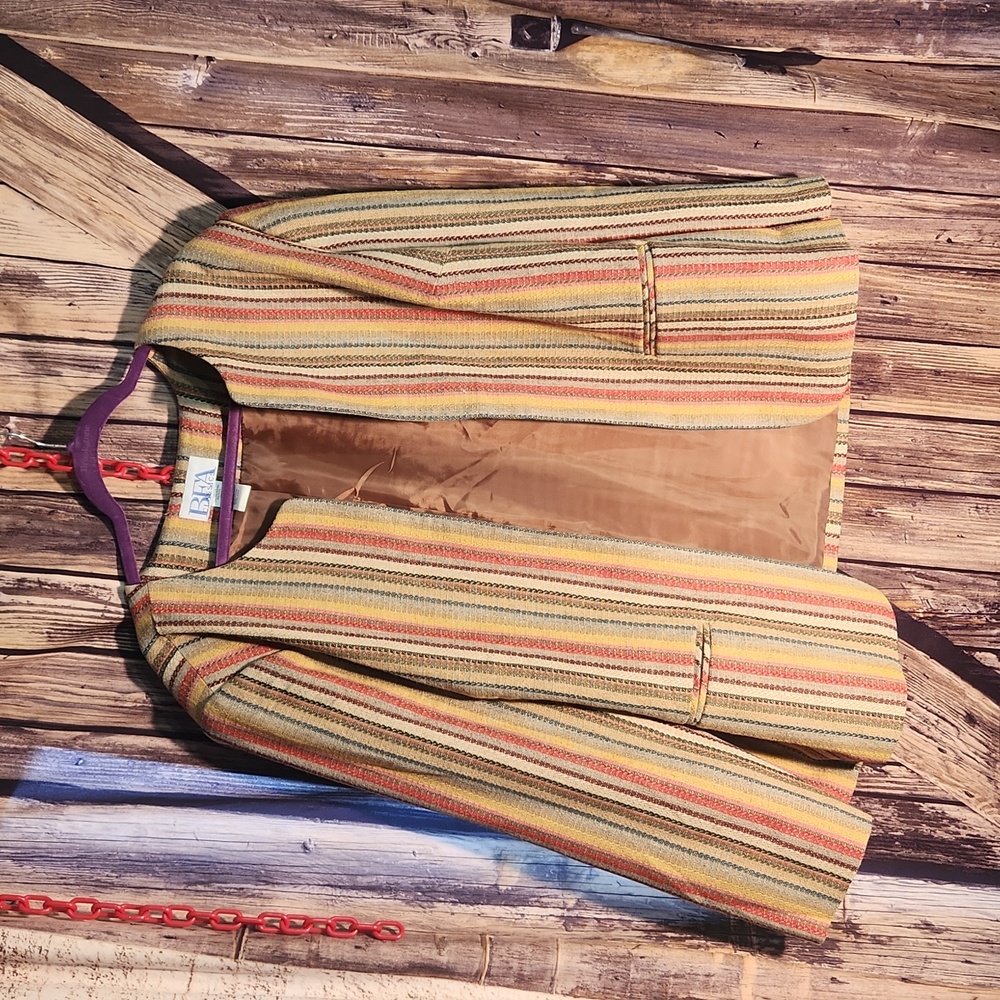 FA Brown Tan Blazer with Earthy Stripes